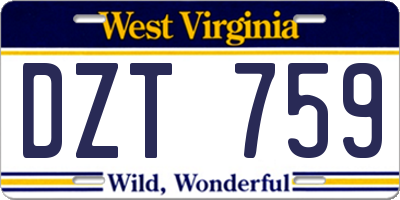 WV license plate DZT759