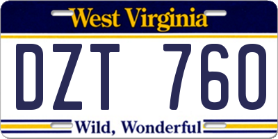 WV license plate DZT760