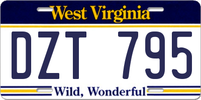 WV license plate DZT795