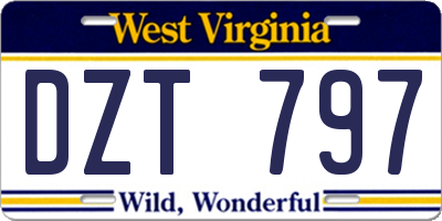 WV license plate DZT797