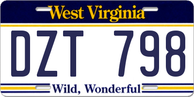 WV license plate DZT798