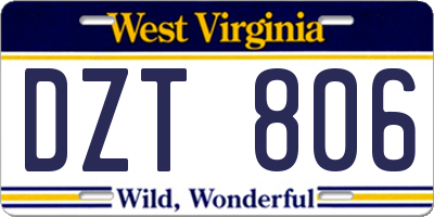 WV license plate DZT806