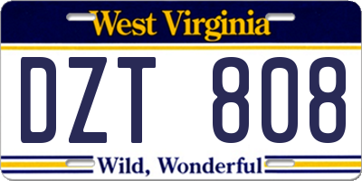 WV license plate DZT808