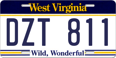 WV license plate DZT811