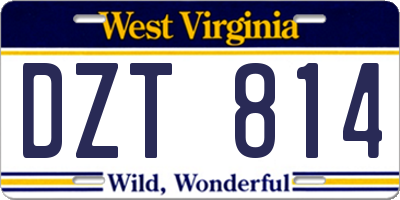 WV license plate DZT814