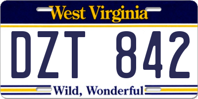 WV license plate DZT842