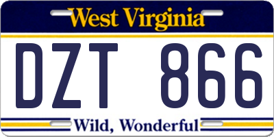 WV license plate DZT866
