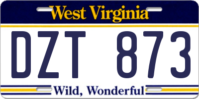 WV license plate DZT873