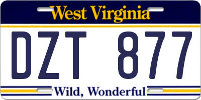 WV license plate DZT877