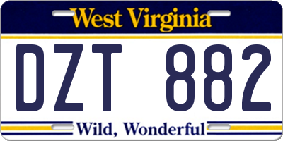 WV license plate DZT882