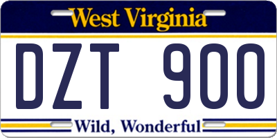 WV license plate DZT900