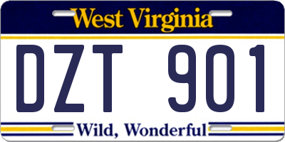 WV license plate DZT901