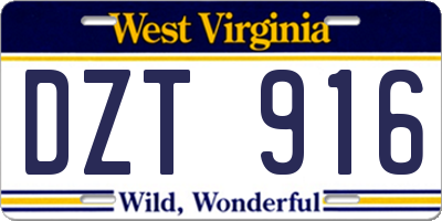 WV license plate DZT916