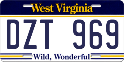 WV license plate DZT969