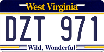WV license plate DZT971