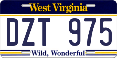 WV license plate DZT975