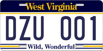 WV license plate DZU001