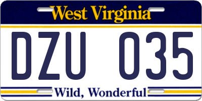 WV license plate DZU035