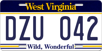 WV license plate DZU042