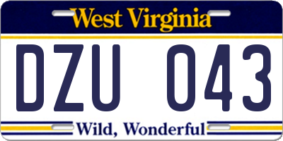 WV license plate DZU043