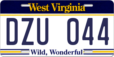 WV license plate DZU044