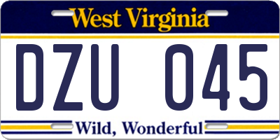 WV license plate DZU045