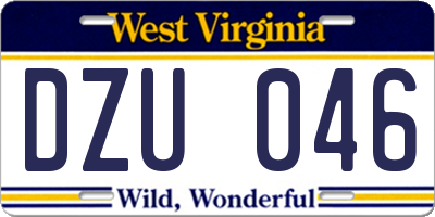 WV license plate DZU046