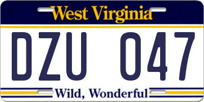 WV license plate DZU047