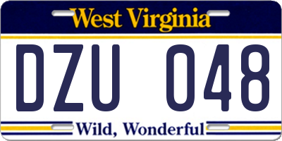 WV license plate DZU048