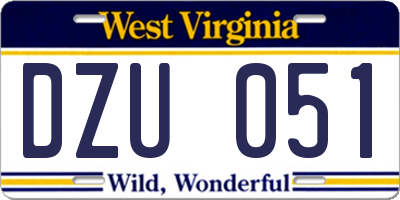 WV license plate DZU051