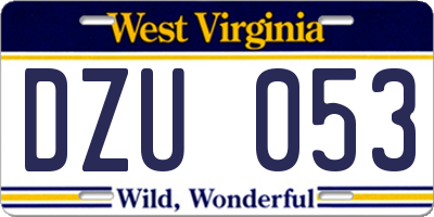 WV license plate DZU053