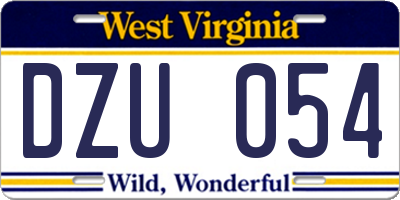 WV license plate DZU054