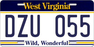 WV license plate DZU055