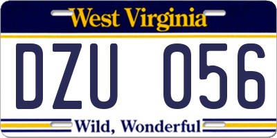 WV license plate DZU056