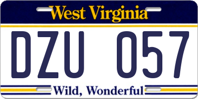 WV license plate DZU057