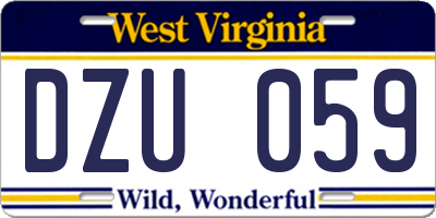 WV license plate DZU059