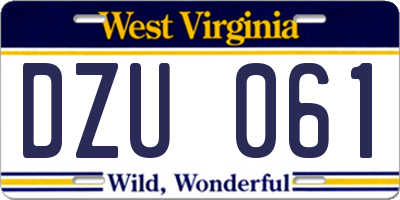 WV license plate DZU061