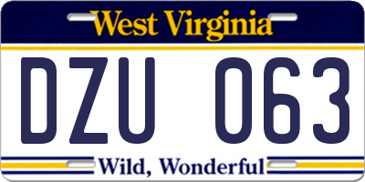 WV license plate DZU063