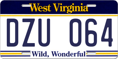 WV license plate DZU064