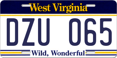 WV license plate DZU065