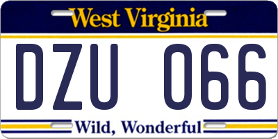 WV license plate DZU066