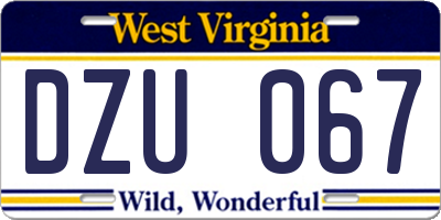 WV license plate DZU067