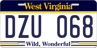 WV license plate DZU068