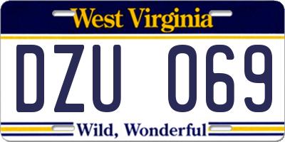 WV license plate DZU069