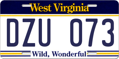 WV license plate DZU073