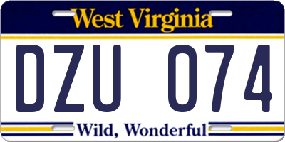 WV license plate DZU074