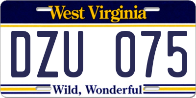 WV license plate DZU075