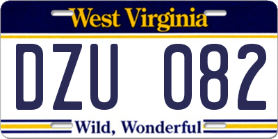 WV license plate DZU082