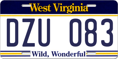 WV license plate DZU083