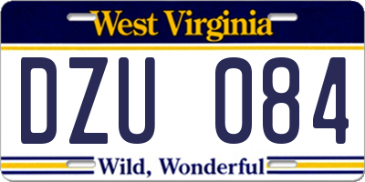 WV license plate DZU084